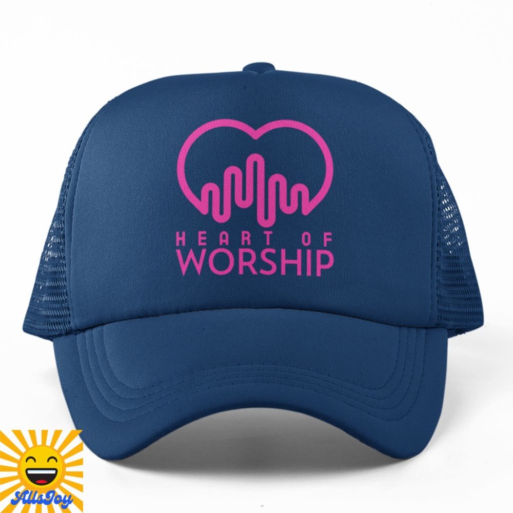 HEART OF WORSHIP Foam Trucker Hat Snapback Cap Navy